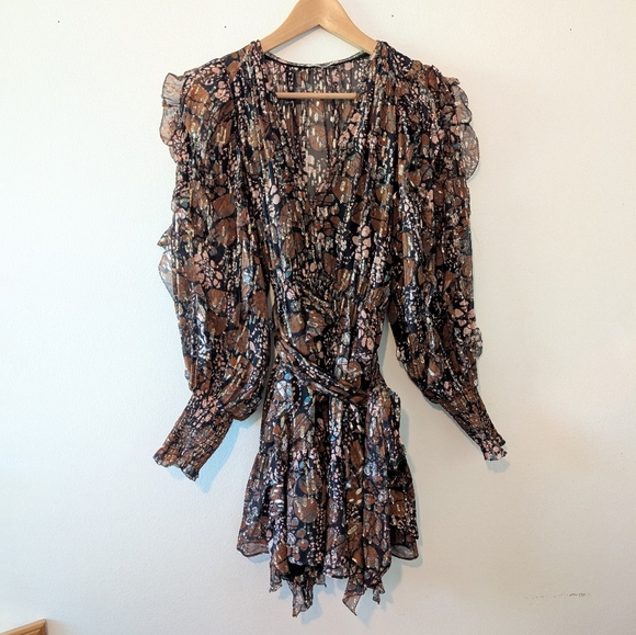 Ulla Johnson 6 Natalia silk minidress lurex shimmer - Picture 7 of 16